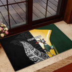 New Zealand and South Africa Rugby Custom Rubber Doormat Maori Silver Fern Springbok Together - Aussie Hoodie