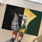New Zealand and South Africa Rugby Custom Rubber Doormat Maori Silver Fern Springbok Together - Aussie Hoodie