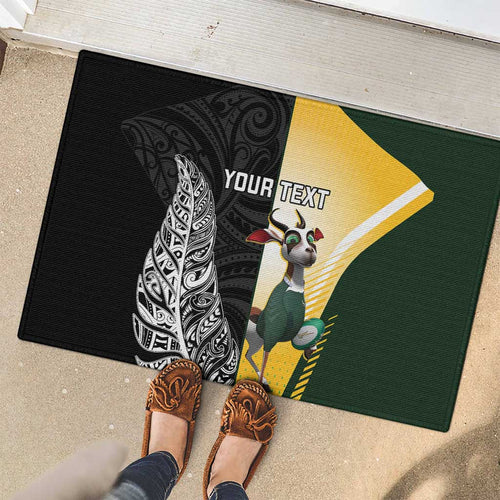 New Zealand and South Africa Rugby Custom Rubber Doormat Maori Silver Fern Springbok Together - Aussie Hoodie