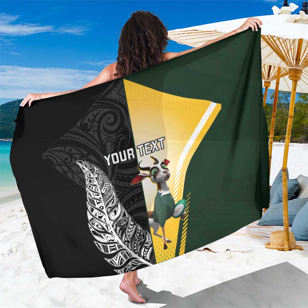 New Zealand and South Africa Rugby Custom Sarong Maori Silver Fern Springbok Together - Aussie Hoodie