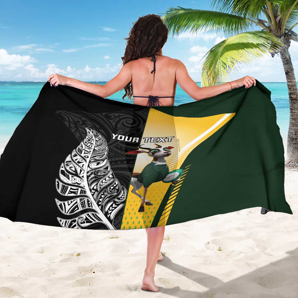New Zealand and South Africa Rugby Custom Sarong Maori Silver Fern Springbok Together - Aussie Hoodie