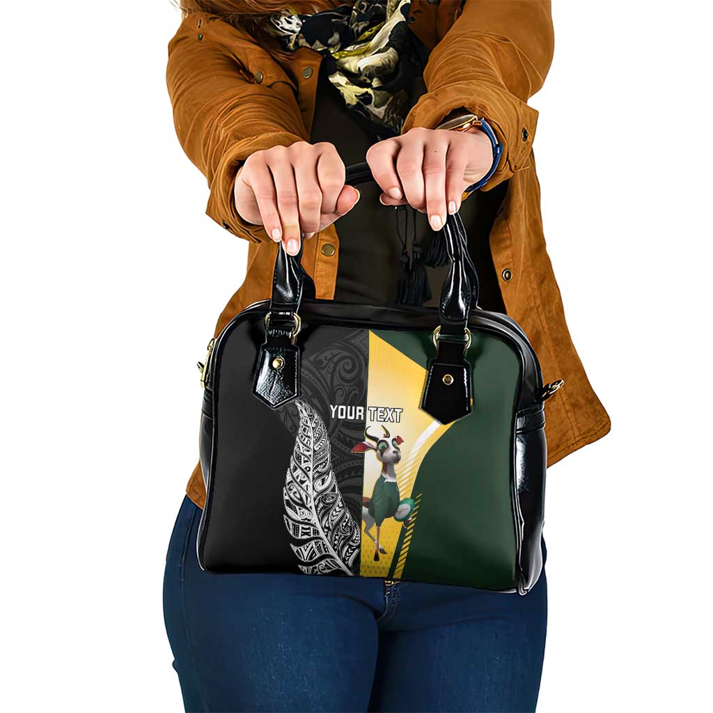New Zealand and South Africa Rugby Custom Shoulder Handbag Maori Silver Fern Springbok Together - Aussie Hoodie