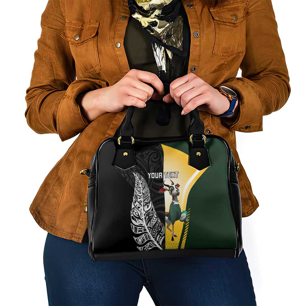New Zealand and South Africa Rugby Custom Shoulder Handbag Maori Silver Fern Springbok Together - Aussie Hoodie