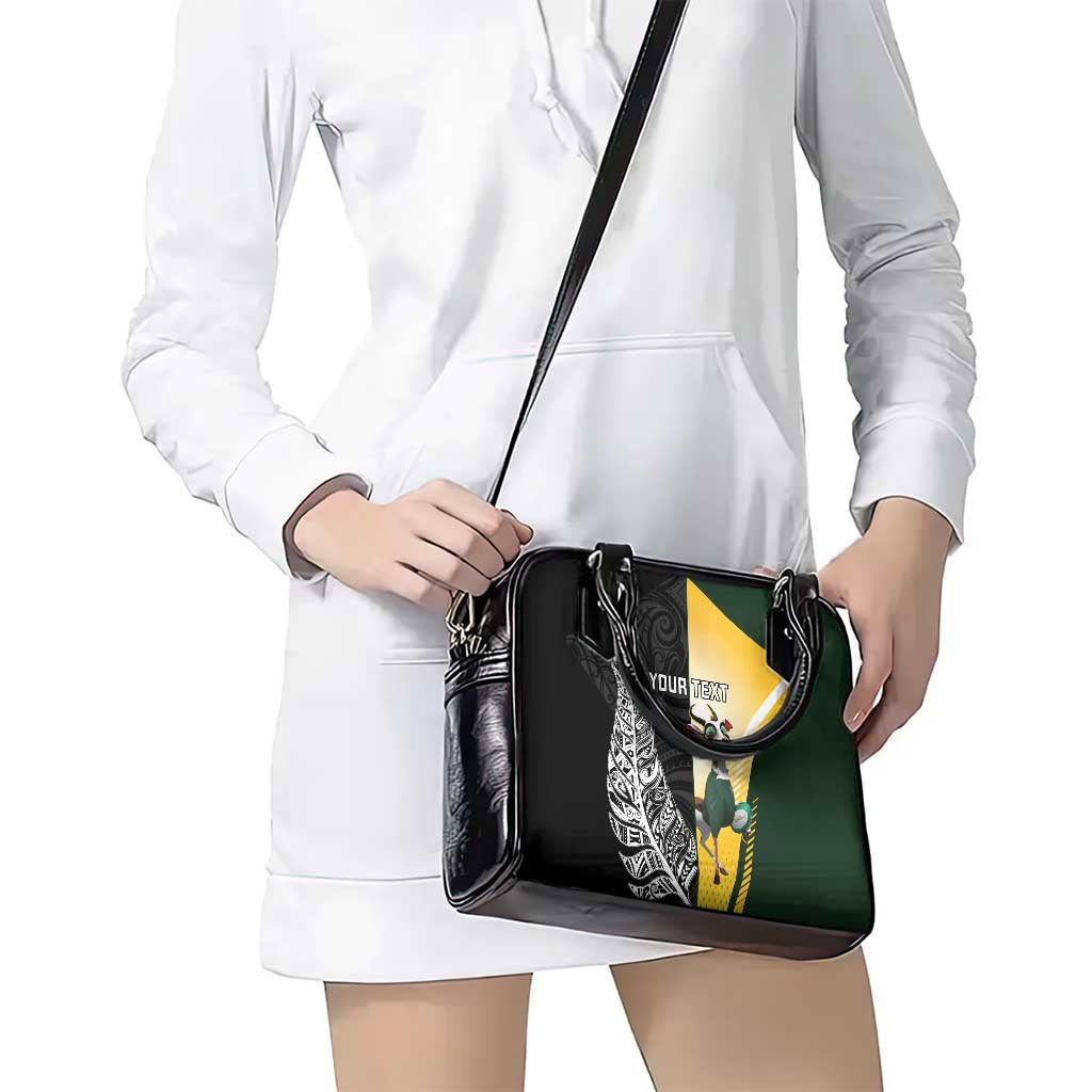 New Zealand and South Africa Rugby Custom Shoulder Handbag Maori Silver Fern Springbok Together - Aussie Hoodie