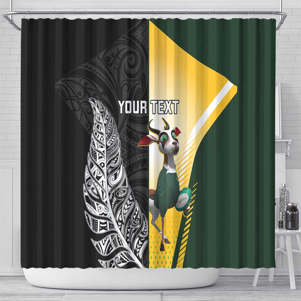 New Zealand and South Africa Rugby Custom Shower Curtain Maori Silver Fern Springbok Together - Aussie Hoodie