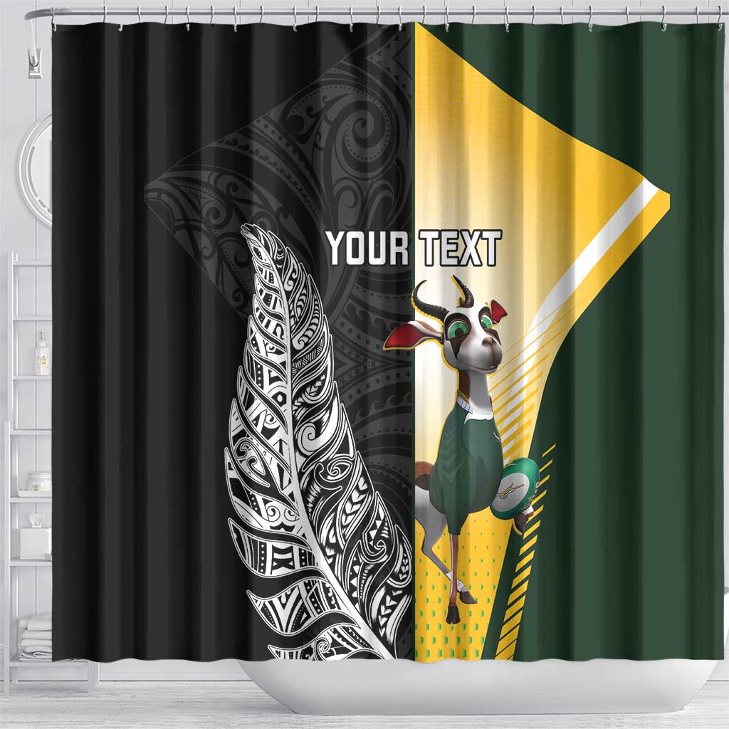New Zealand and South Africa Rugby Custom Shower Curtain Maori Silver Fern Springbok Together - Aussie Hoodie