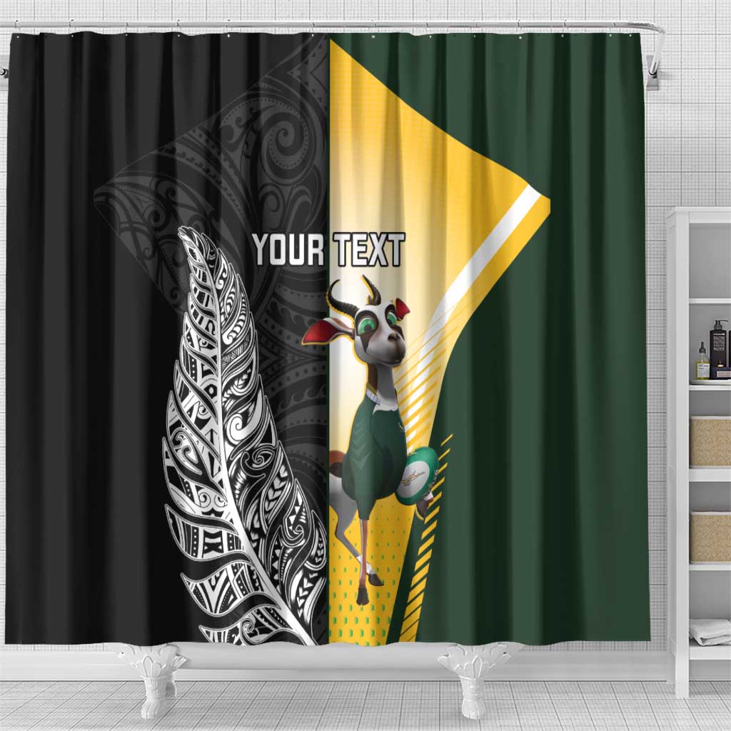 New Zealand and South Africa Rugby Custom Shower Curtain Maori Silver Fern Springbok Together - Aussie Hoodie