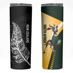 New Zealand and South Africa Rugby Skinny Tumbler Maori Silver Fern Springbok Together - Aussie Hoodie