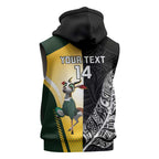 New Zealand and South Africa Rugby Custom Sleeveless Hoodie Maori Silver Fern Springbok Together - Aussie Hoodie
