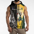 New Zealand and South Africa Rugby Custom Sleeveless Hoodie Maori Silver Fern Springbok Together - Aussie Hoodie