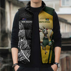 New Zealand and South Africa Rugby Custom Sleeveless Puffer Jacket Maori Silver Fern Springbok Together - Aussie Hoodie