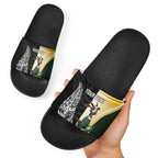 New Zealand and South Africa Rugby Custom Slide Sandals Maori Silver Fern Springbok Together - Aussie Hoodie