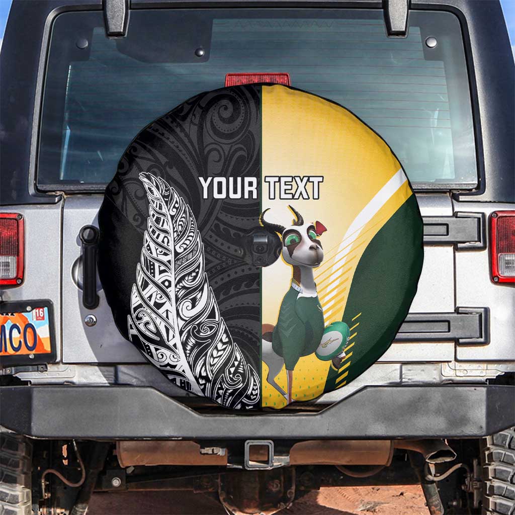 New Zealand and South Africa Rugby Custom Spare Tire Cover Maori Silver Fern Springbok Together - Aussie Hoodie