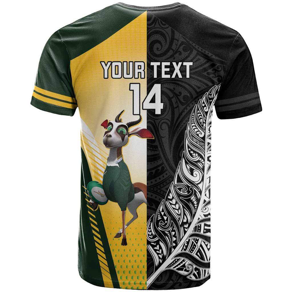 New Zealand and South Africa Rugby Custom T Shirt Maori Silver Fern Springbok Together - Aussie Hoodie