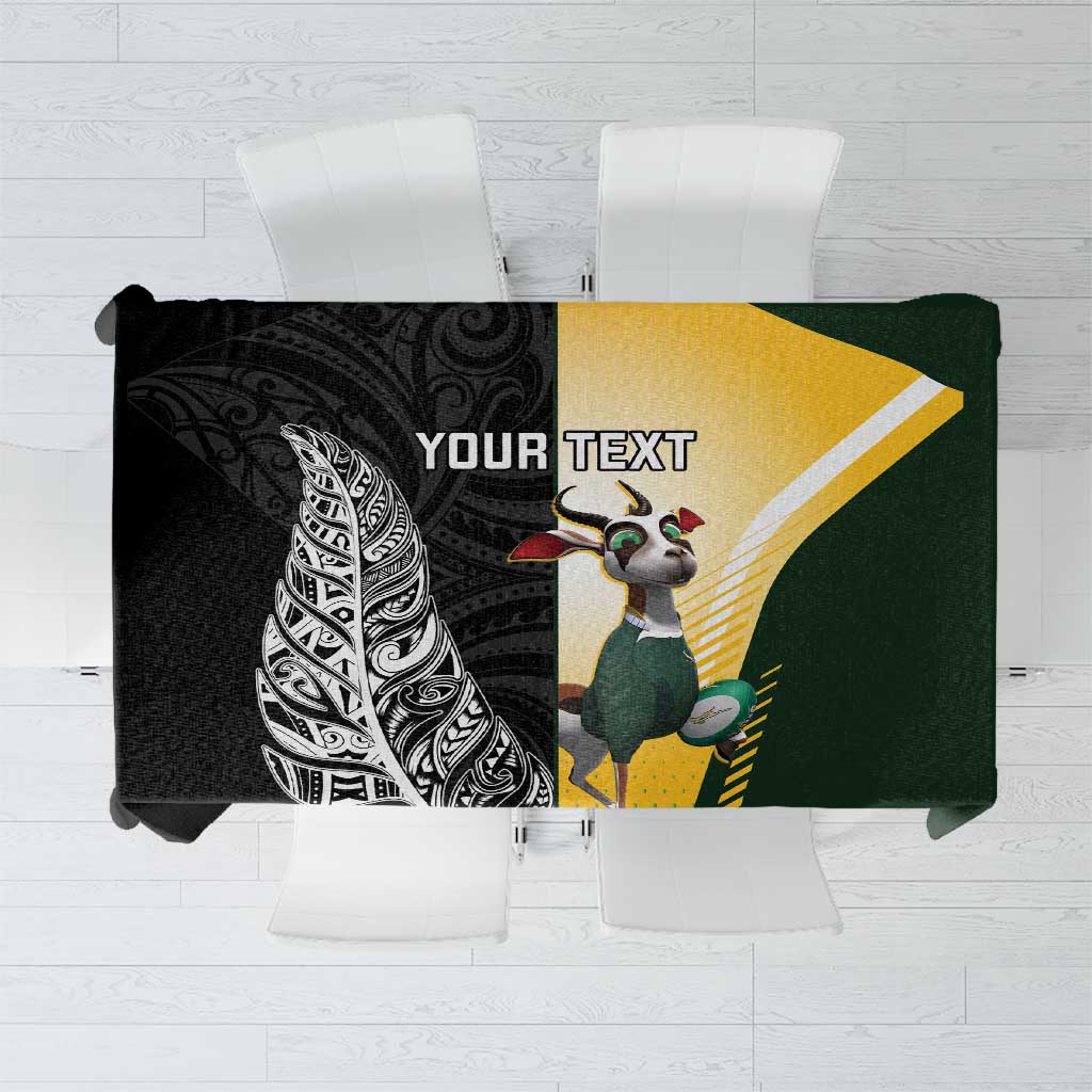 New Zealand and South Africa Rugby Custom Tablecloth Maori Silver Fern Springbok Together - Aussie Hoodie