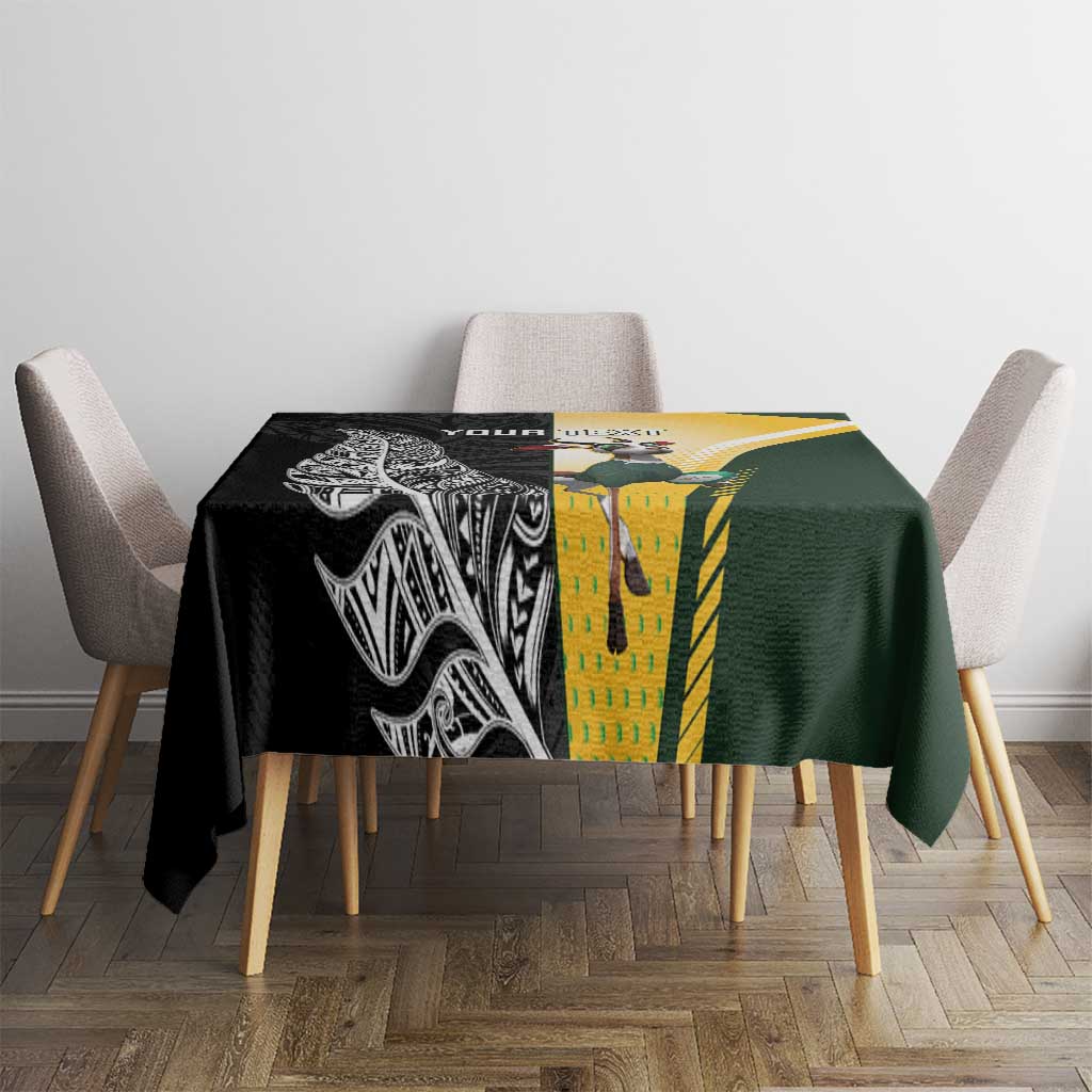 New Zealand and South Africa Rugby Custom Tablecloth Maori Silver Fern Springbok Together - Aussie Hoodie