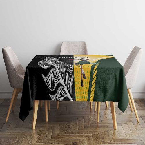 New Zealand and South Africa Rugby Custom Tablecloth Maori Silver Fern Springbok Together - Aussie Hoodie
