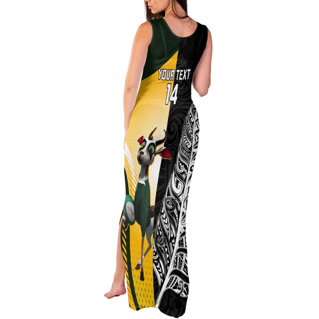 New Zealand and South Africa Rugby Custom Tank Maxi Dress Maori Silver Fern Springbok Together - Aussie Hoodie