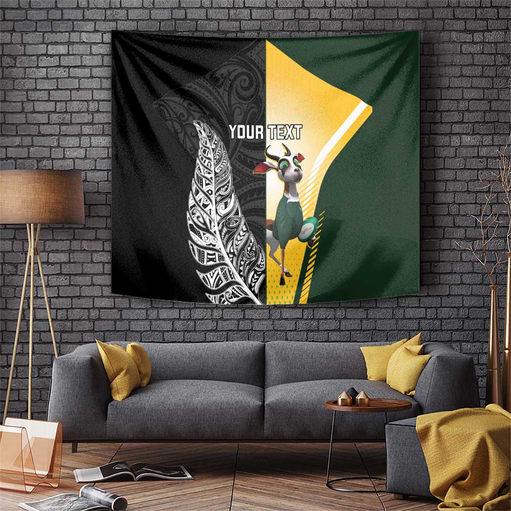 New Zealand and South Africa Rugby Custom Tapestry Maori Silver Fern Springbok Together - Aussie Hoodie