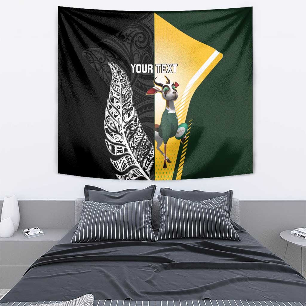 New Zealand and South Africa Rugby Custom Tapestry Maori Silver Fern Springbok Together - Aussie Hoodie