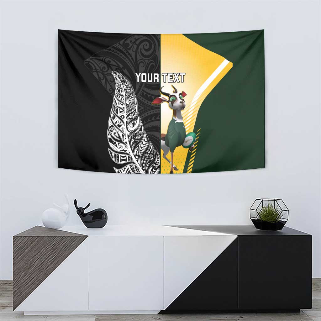 New Zealand and South Africa Rugby Custom Tapestry Maori Silver Fern Springbok Together - Aussie Hoodie