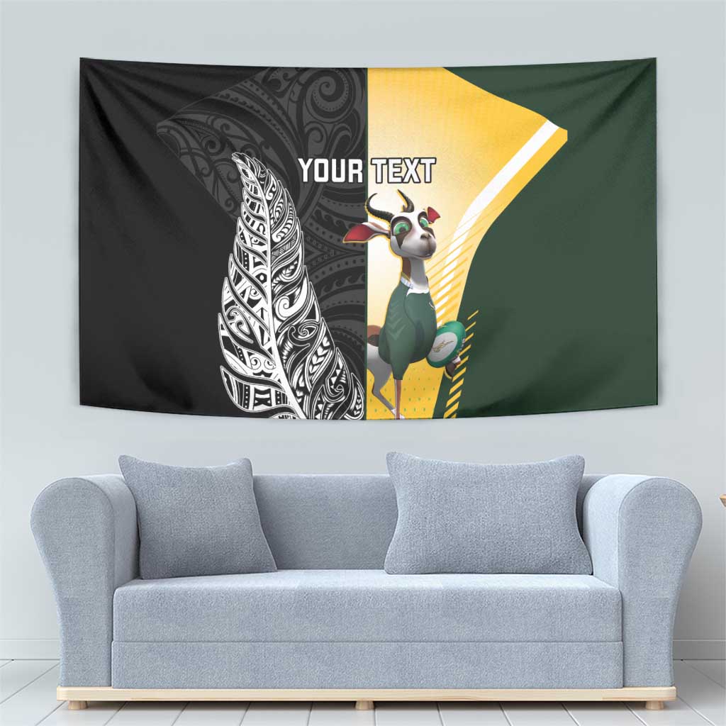 New Zealand and South Africa Rugby Custom Tapestry Maori Silver Fern Springbok Together - Aussie Hoodie