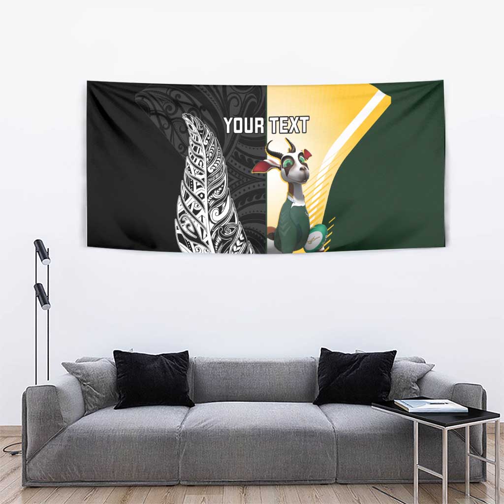New Zealand and South Africa Rugby Custom Tapestry Maori Silver Fern Springbok Together - Aussie Hoodie