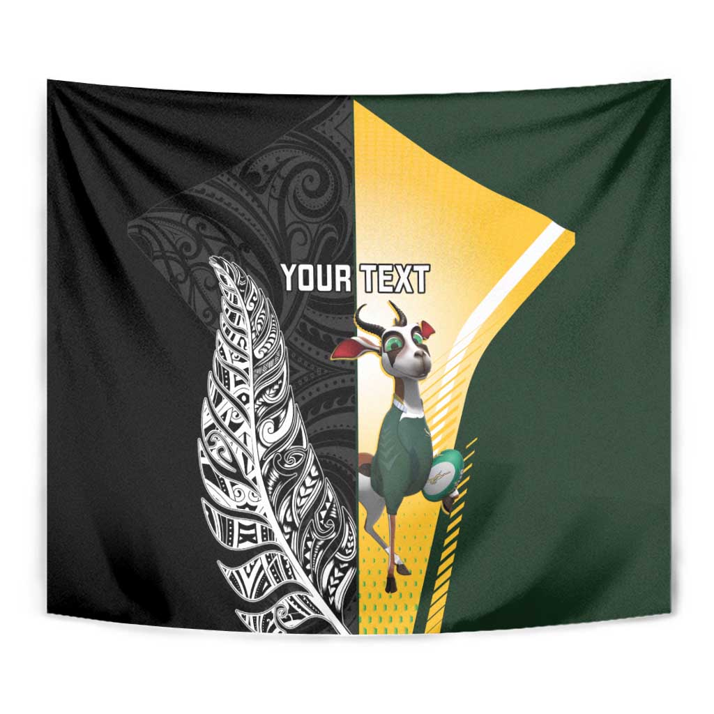 New Zealand and South Africa Rugby Custom Tapestry Maori Silver Fern Springbok Together - Aussie Hoodie