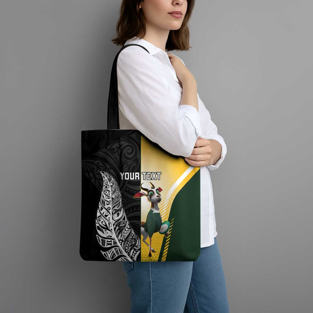New Zealand and South Africa Rugby Custom Tote Bag Maori Silver Fern Springbok Together - Aussie Hoodie