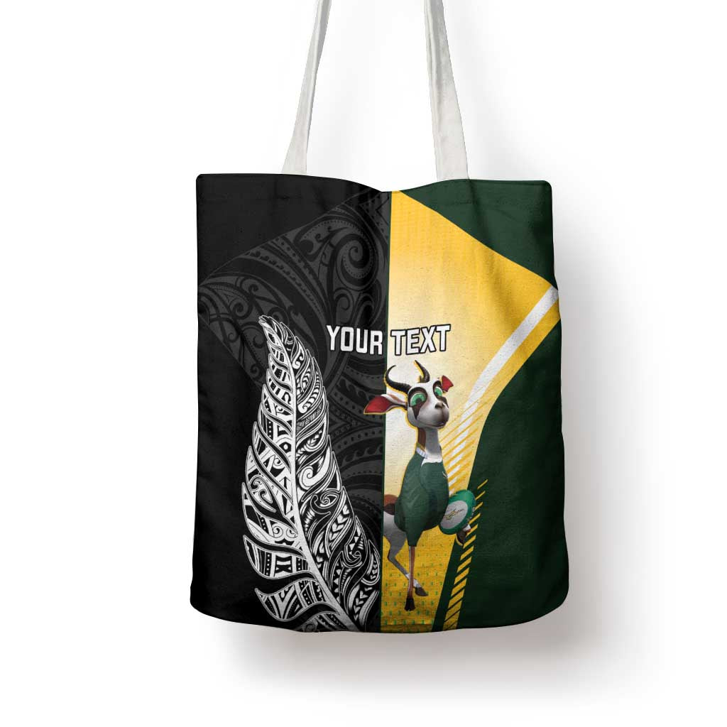New Zealand and South Africa Rugby Custom Tote Bag Maori Silver Fern Springbok Together - Aussie Hoodie