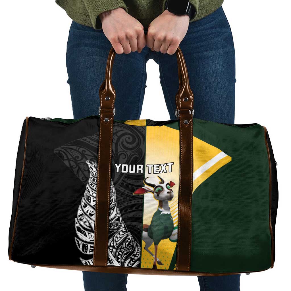 New Zealand and South Africa Rugby Custom Travel Bag Maori Silver Fern Springbok Together - Aussie Hoodie