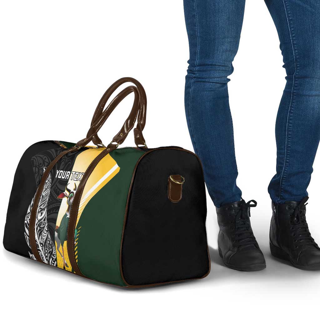 New Zealand and South Africa Rugby Custom Travel Bag Maori Silver Fern Springbok Together - Aussie Hoodie