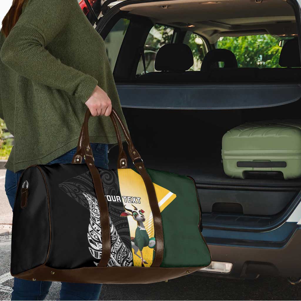 New Zealand and South Africa Rugby Custom Travel Bag Maori Silver Fern Springbok Together - Aussie Hoodie