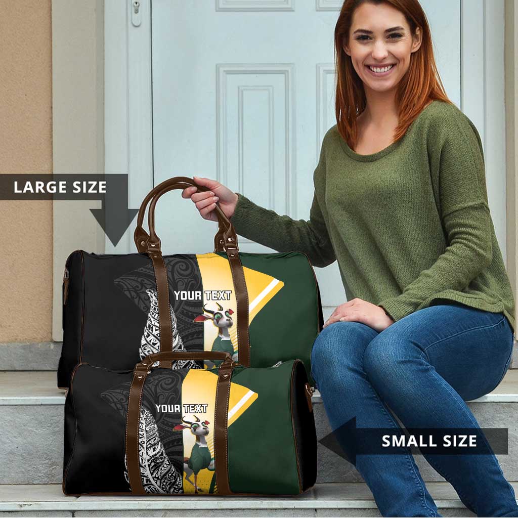 New Zealand and South Africa Rugby Custom Travel Bag Maori Silver Fern Springbok Together - Aussie Hoodie
