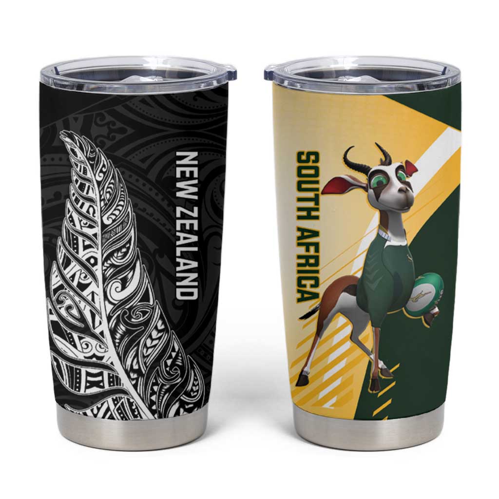 New Zealand and South Africa Rugby Tumbler Cup Maori Silver Fern Springbok Together - Aussie Hoodie