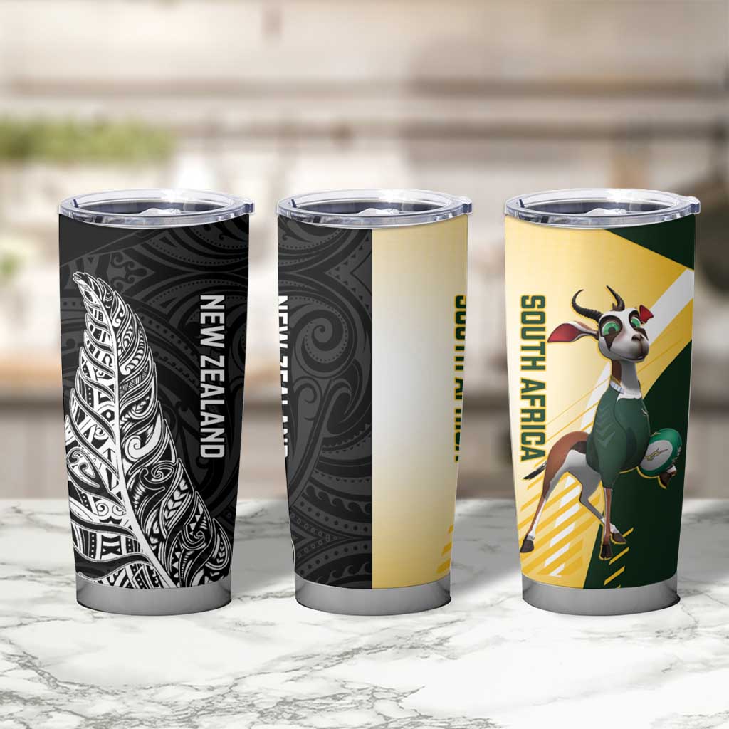 New Zealand and South Africa Rugby Tumbler Cup Maori Silver Fern Springbok Together - Aussie Hoodie