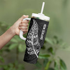 New Zealand and South Africa Rugby Tumbler With Handle Maori Silver Fern Springbok Together - Aussie Hoodie