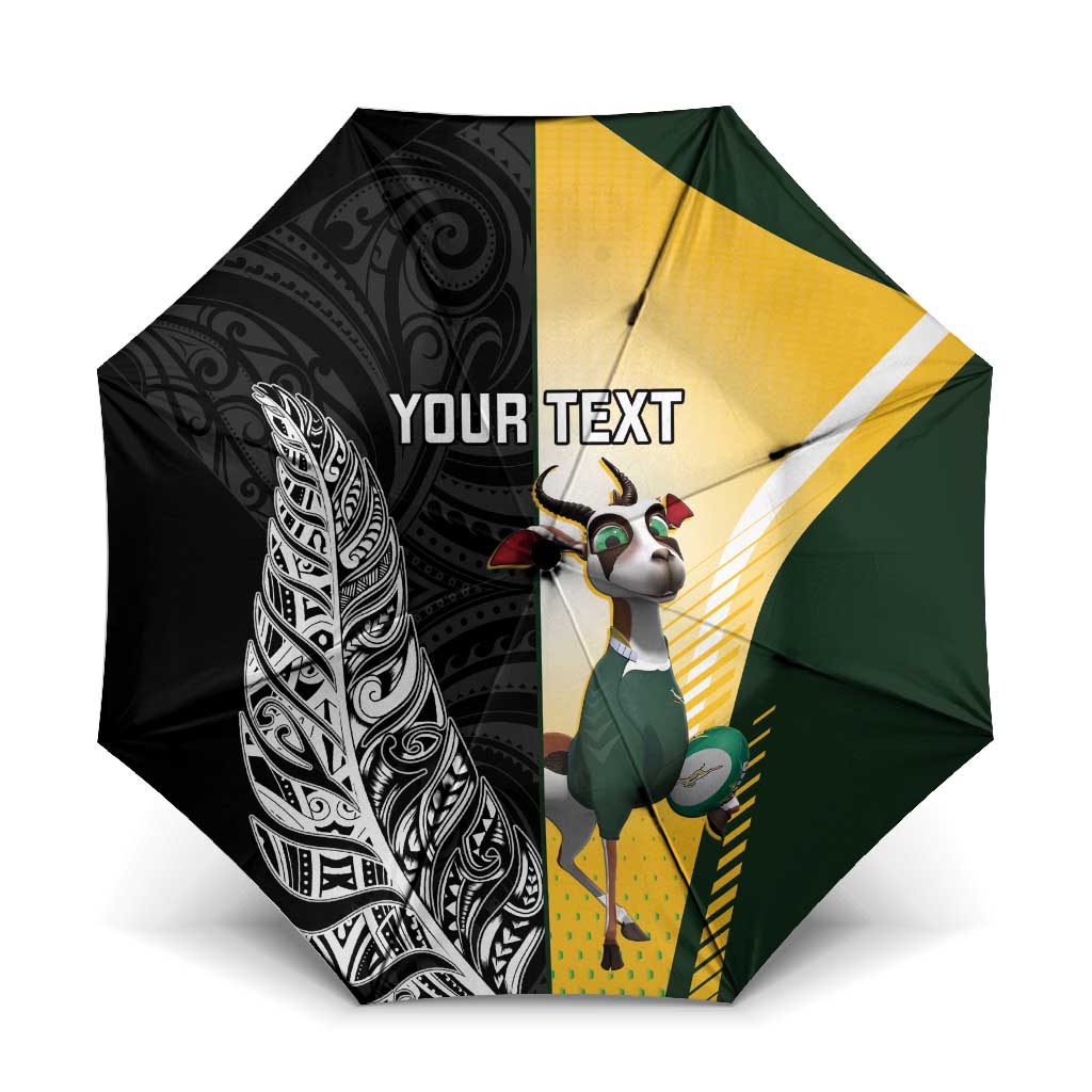 New Zealand and South Africa Rugby Custom Umbrella Maori Silver Fern Springbok Together - Aussie Hoodie