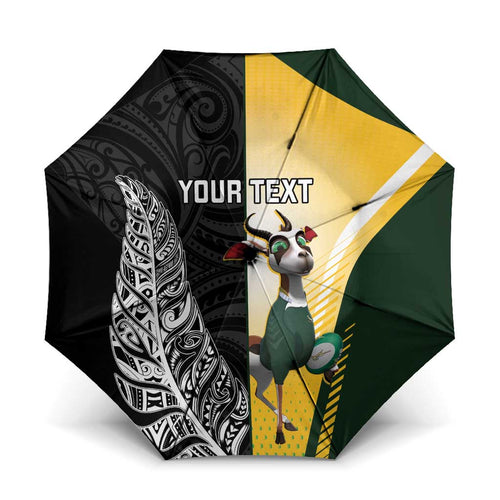 New Zealand and South Africa Rugby Custom Umbrella Maori Silver Fern Springbok Together - Aussie Hoodie