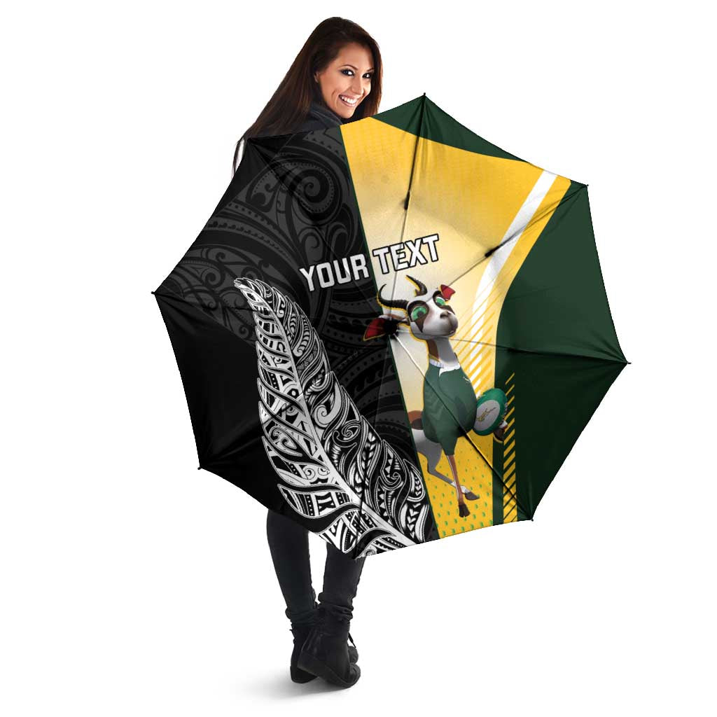 New Zealand and South Africa Rugby Custom Umbrella Maori Silver Fern Springbok Together - Aussie Hoodie