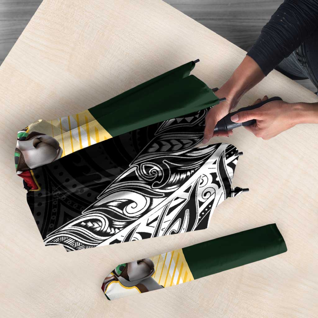 New Zealand and South Africa Rugby Custom Umbrella Maori Silver Fern Springbok Together - Aussie Hoodie