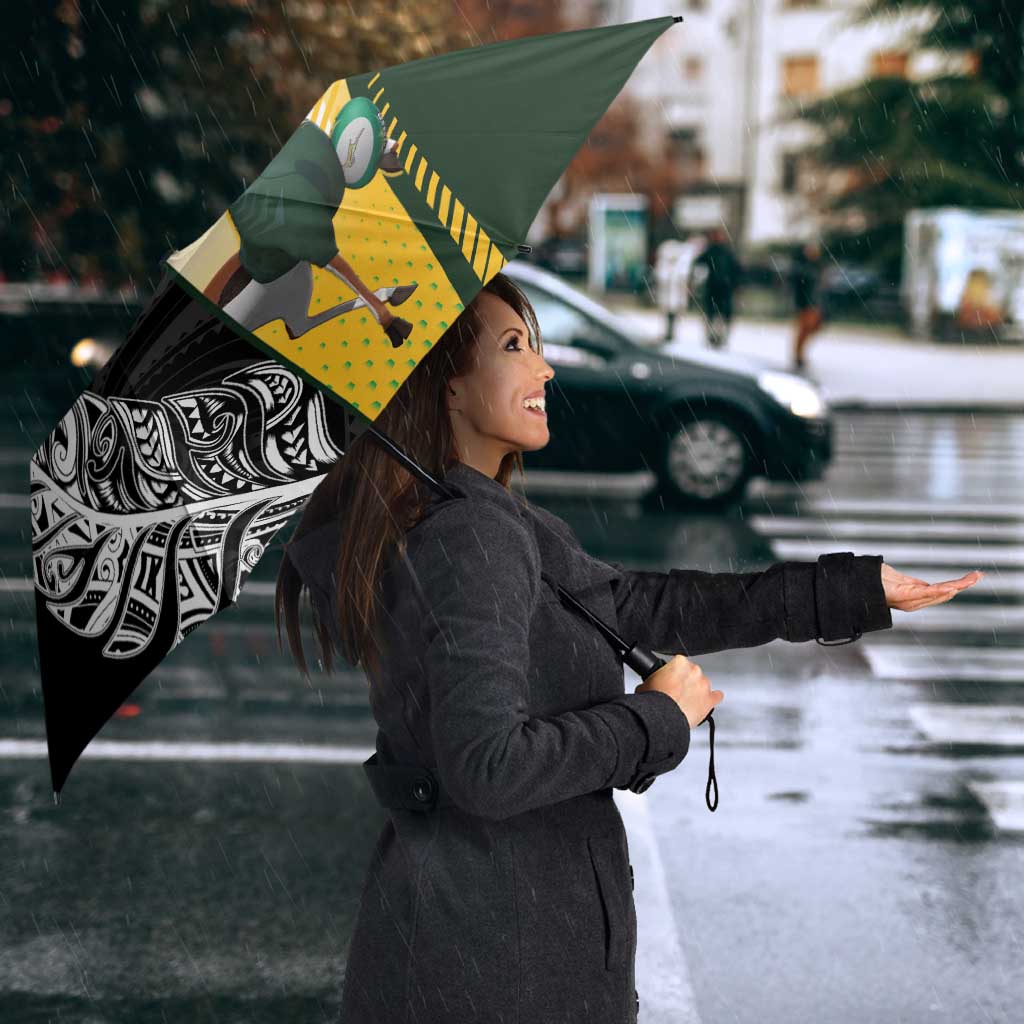 New Zealand and South Africa Rugby Custom Umbrella Maori Silver Fern Springbok Together - Aussie Hoodie