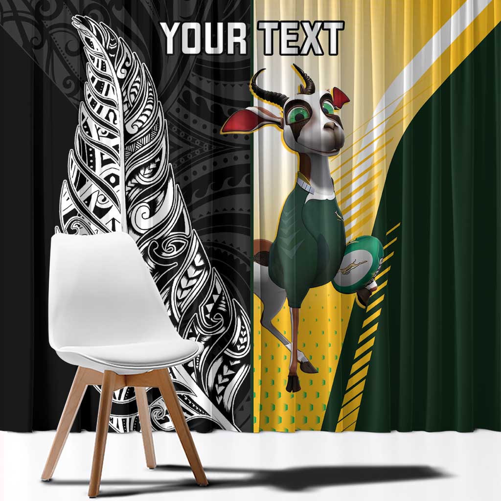New Zealand and South Africa Rugby Custom Window Curtain Maori Silver Fern Springbok Together - Aussie Hoodie