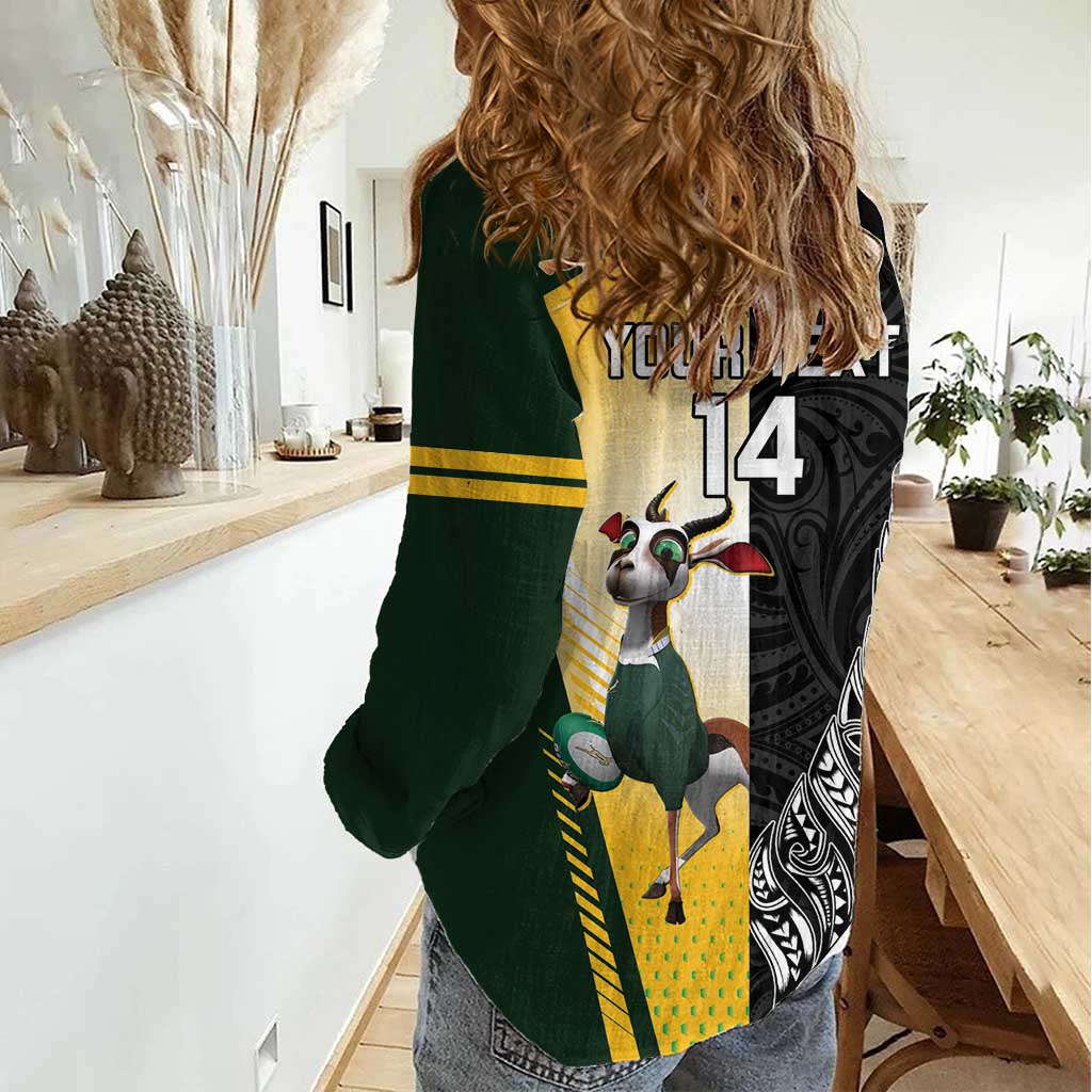 New Zealand and South Africa Rugby Custom Women Casual Shirt Maori Silver Fern Springbok Together - Aussie Hoodie