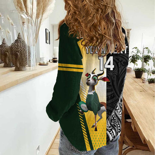 New Zealand and South Africa Rugby Custom Women Casual Shirt Maori Silver Fern Springbok Together - Aussie Hoodie