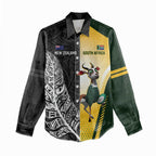 New Zealand and South Africa Rugby Custom Women Casual Shirt Maori Silver Fern Springbok Together - Aussie Hoodie