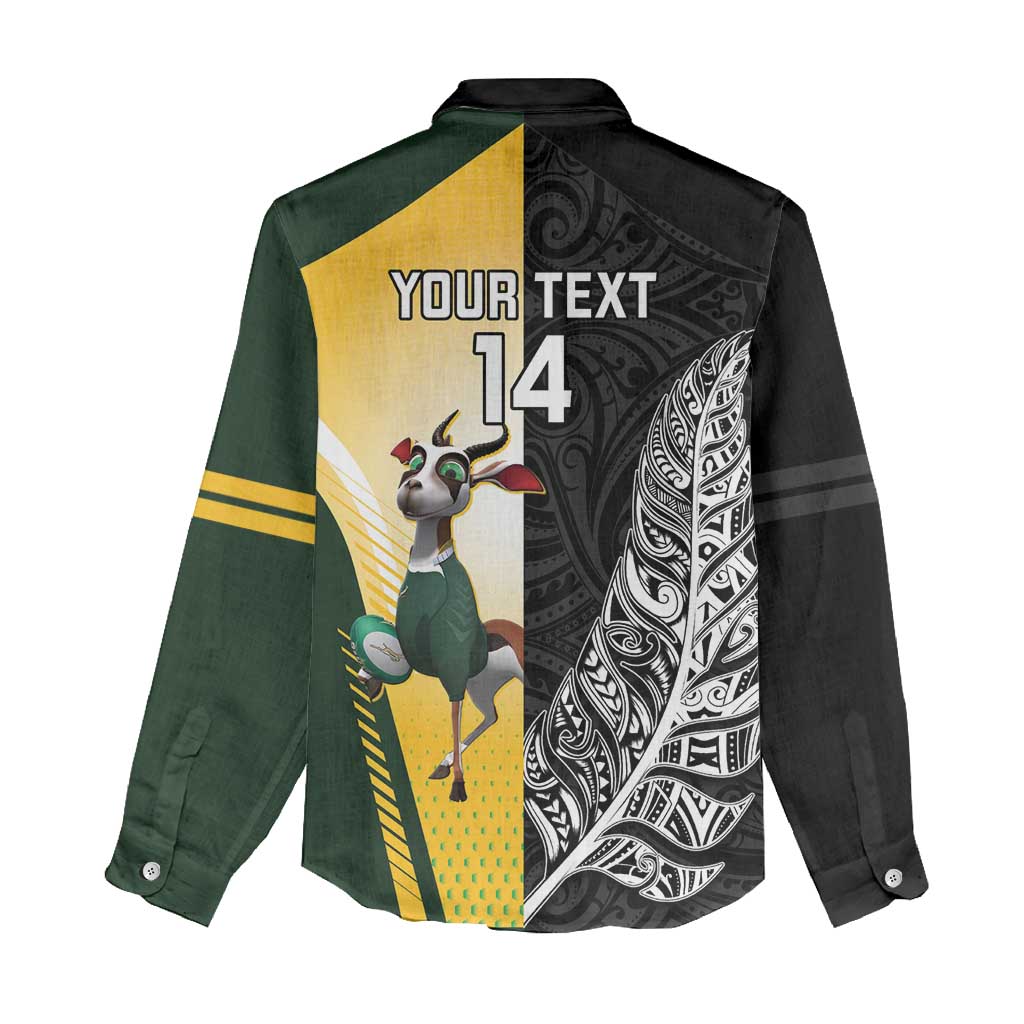 New Zealand and South Africa Rugby Custom Women Casual Shirt Maori Silver Fern Springbok Together - Aussie Hoodie
