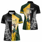 New Zealand and South Africa Rugby Custom Women Polo Shirt Maori Silver Fern Springbok Together - Aussie Hoodie