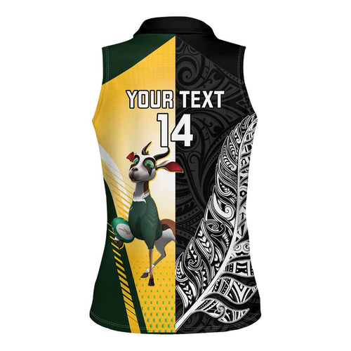New Zealand and South Africa Rugby Custom Women Sleeveless Polo Shirt Maori Silver Fern Springbok Together - Aussie Hoodie