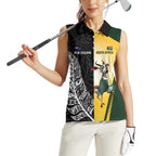 New Zealand and South Africa Rugby Custom Women Sleeveless Polo Shirt Maori Silver Fern Springbok Together - Aussie Hoodie